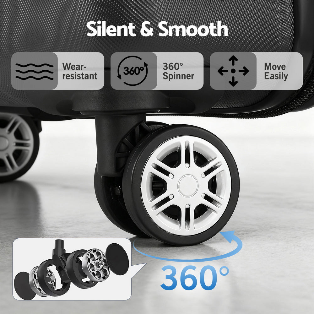 Wanderlite 28 Inch Luggage with TSA Lock Spinner Travel Suitcase Carry On Hard Shell Luggage Case Black