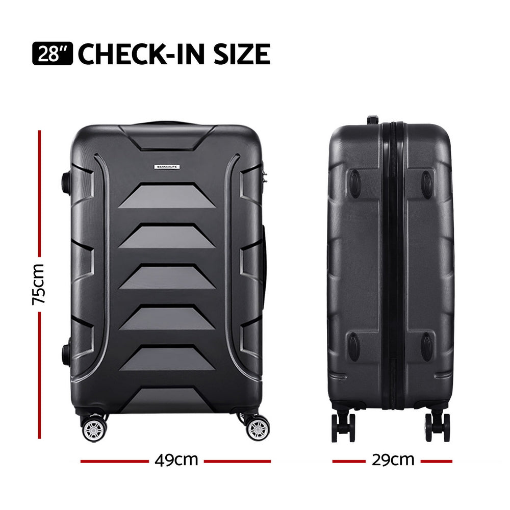 Wanderlite 28 Inch Luggage with TSA Lock Spinner Travel Suitcase Carry On Hard Shell Luggage Case Black