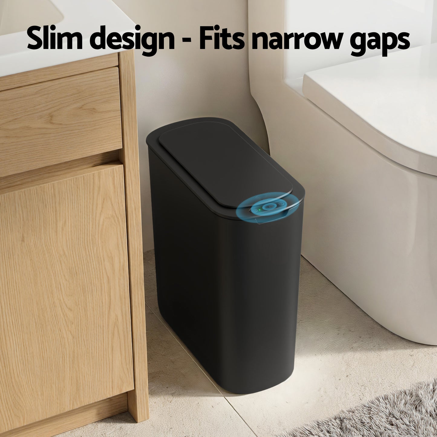Devanti Automatic Trash Bin with Lid 25L Motion Sensor Kitchen Bin Touchless Garbage Can Plastic Slim Rubbish Bin with Liner Holder for Kitchen,...
