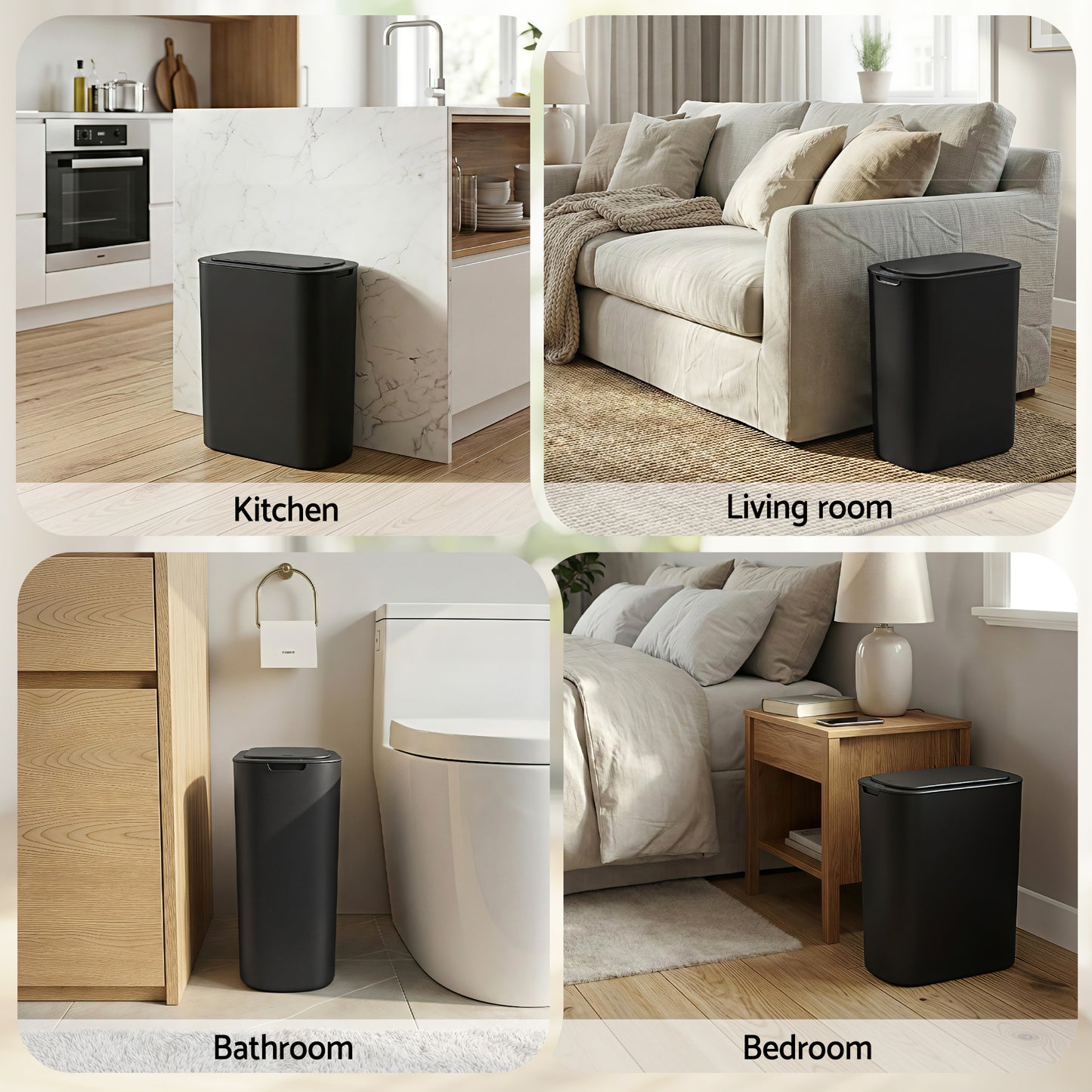 Devanti Automatic Trash Bin with Lid 25L Motion Sensor Kitchen Bin Touchless Garbage Can Plastic Slim Rubbish Bin with Liner Holder for Kitchen,...