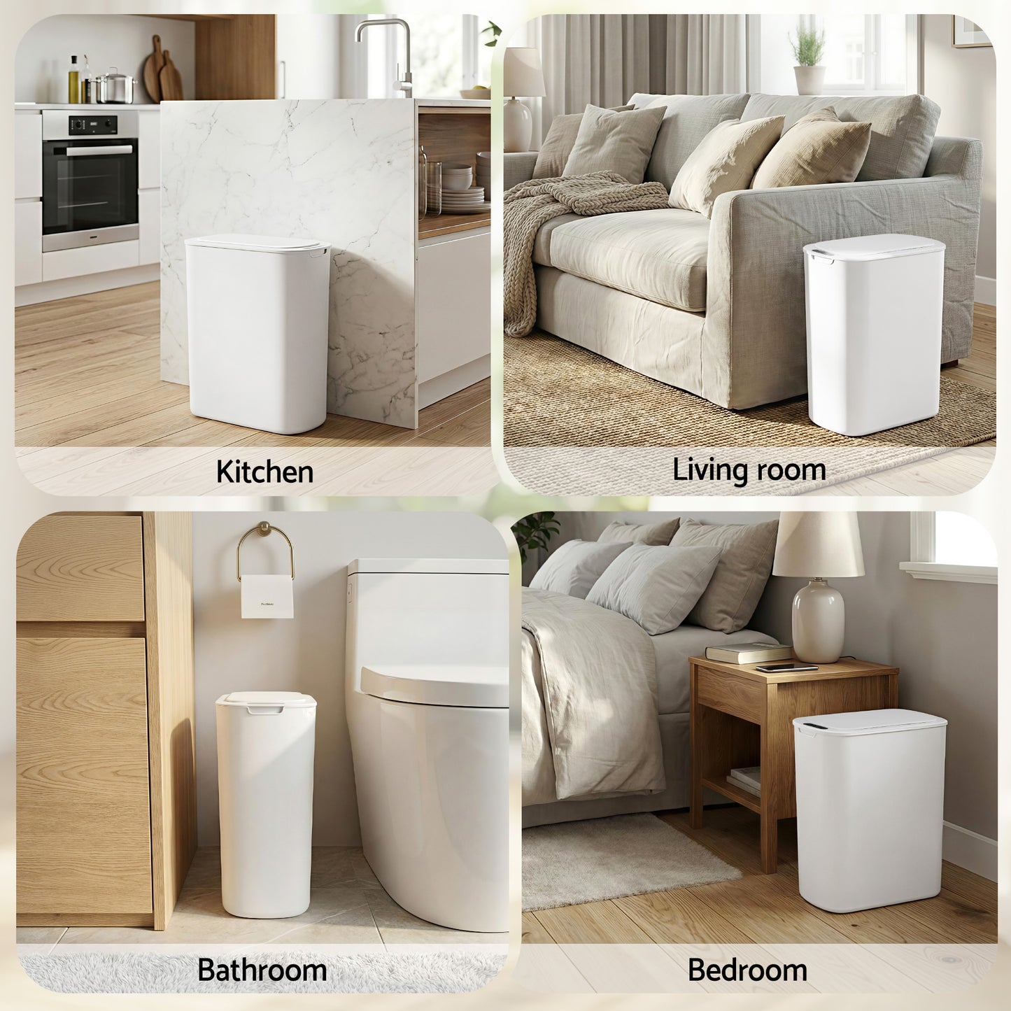 Devanti Automatic Trash Bin with Lid 25L Motion Sensor Kitchen Bin Touchless Garbage Can Plastic Slim Rubbish Bin with Liner Holder for Kitchen,...