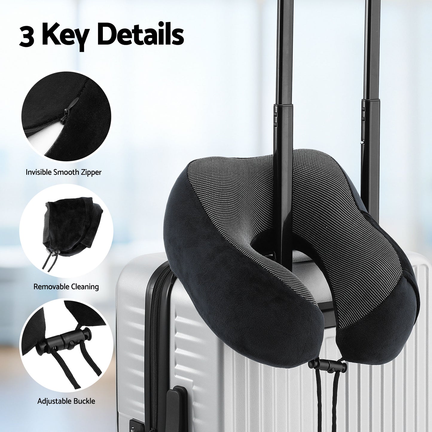 Wanderlite Travel Pillow for Airplanes Memory Foam Neck Pillows for Traveling, Soft & Washable Cover with Storage Bag, Portable Plane Accessories...