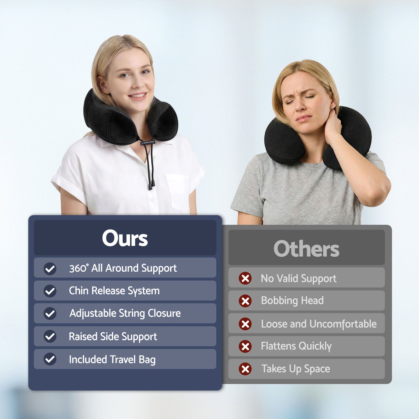 Wanderlite Travel Pillow for Airplanes Memory Foam Neck Pillows for Traveling, Soft & Washable Cover with Storage Bag, Portable Plane Accessories...