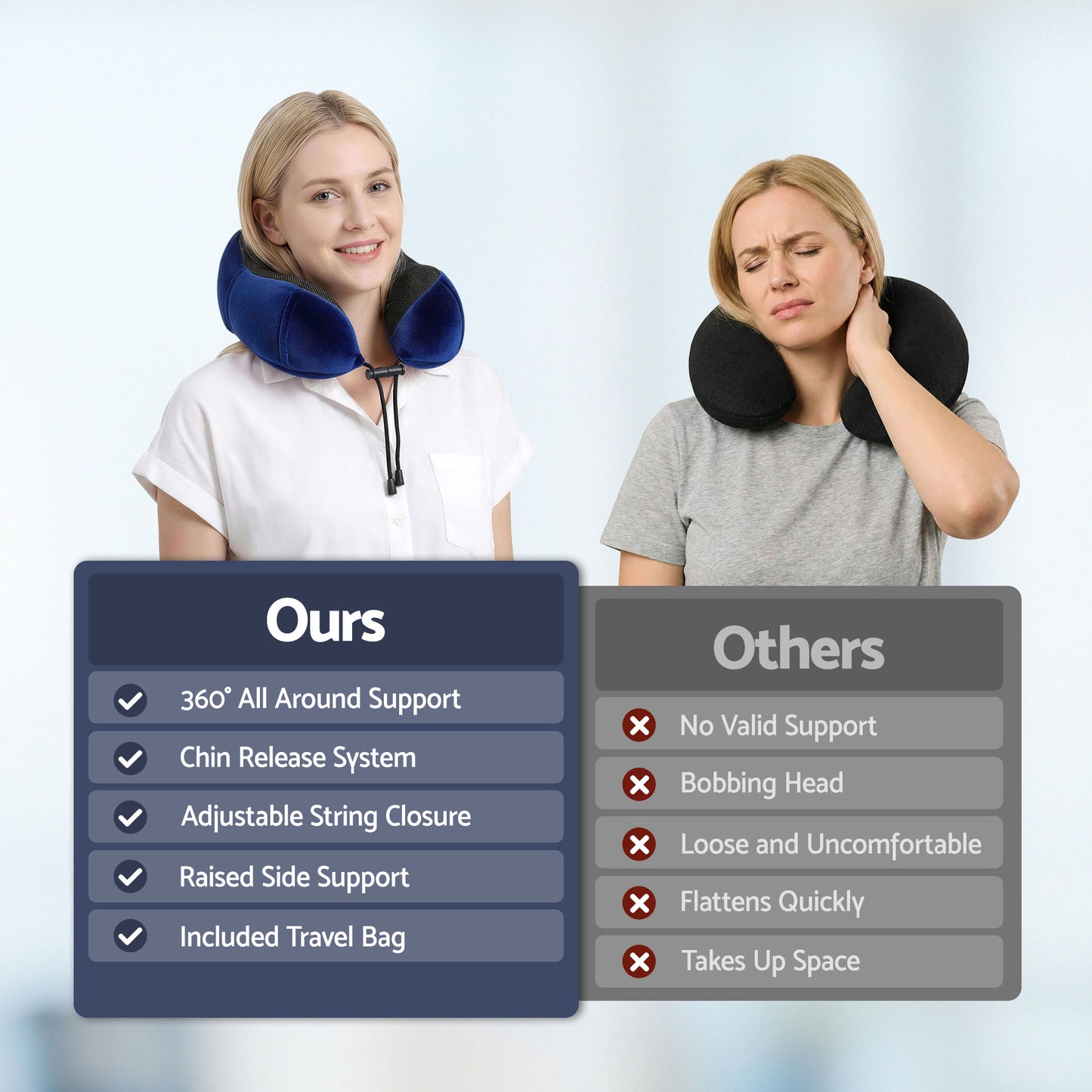 Wanderlite Travel Pillow for Airplanes Memory Foam Neck Pillows for Traveling, Soft & Washable Cover with Storage Bag, Portable Plane Accessories...