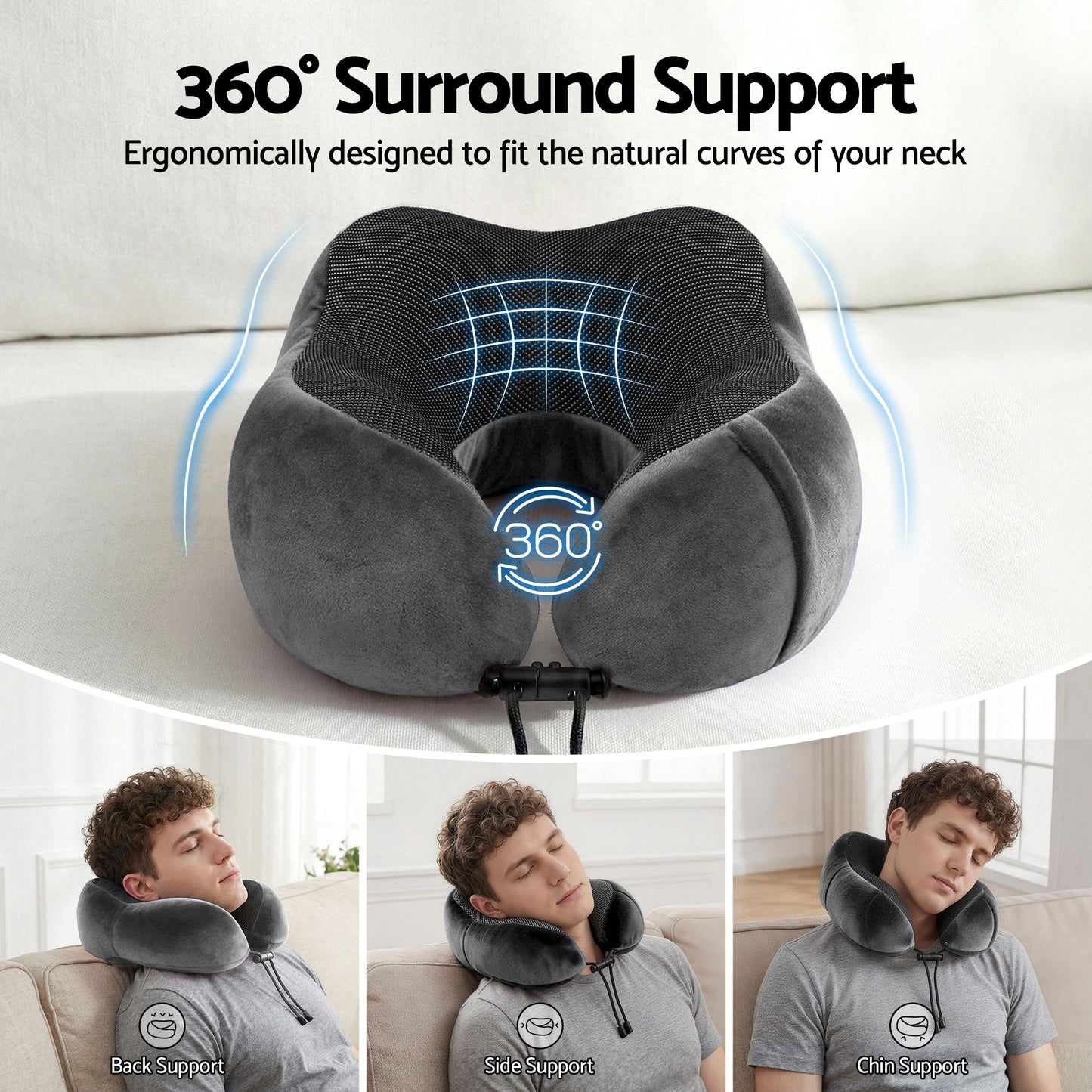 Wanderlite Travel Pillow for Airplanes Memory Foam Neck Pillows for Traveling, Soft & Washable Cover with Storage Bag, Portable Plane Accessories...