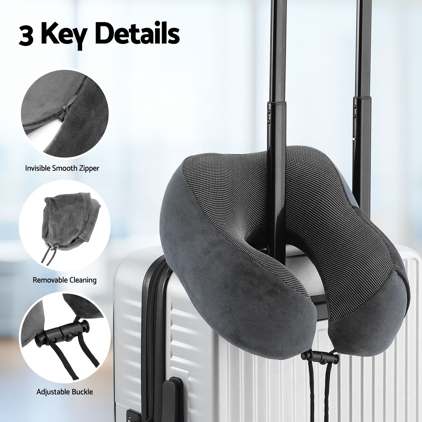 Wanderlite Travel Pillow for Airplanes Memory Foam Neck Pillows for Traveling, Soft & Washable Cover with Storage Bag, Portable Plane Accessories...