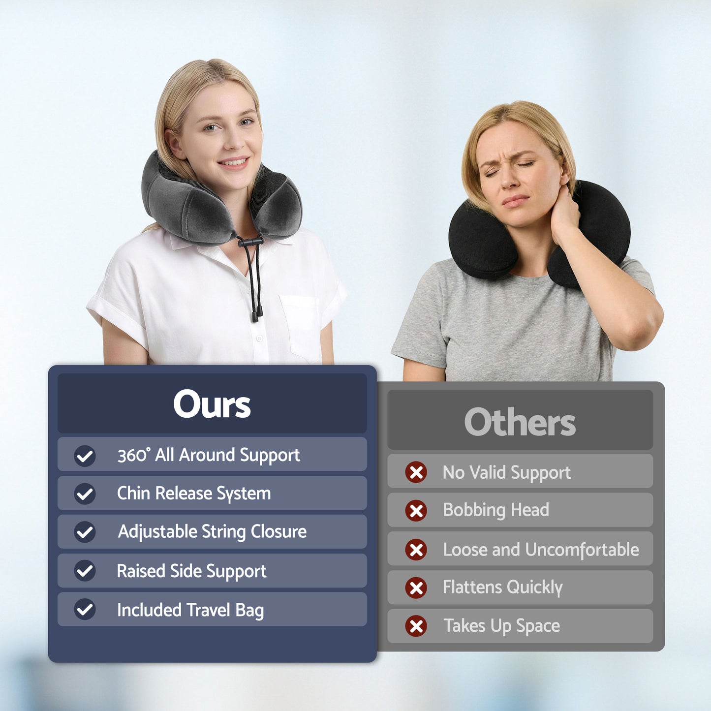 Wanderlite Travel Pillow for Airplanes Memory Foam Neck Pillows for Traveling, Soft & Washable Cover with Storage Bag, Portable Plane Accessories...