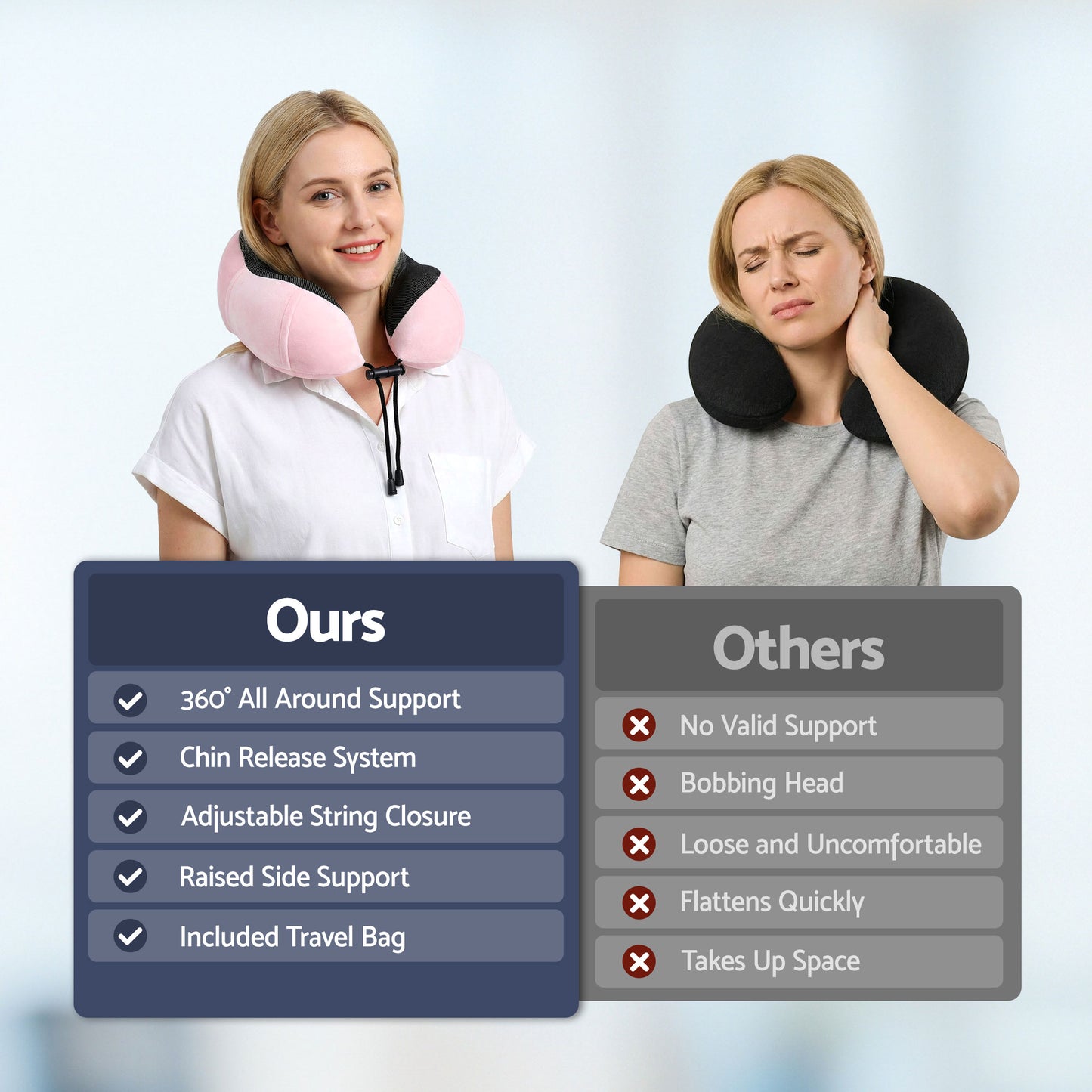 Wanderlite Travel Pillow for Airplanes Memory Foam Neck Pillows for Traveling, Soft & Washable Cover with Storage Bag, Portable Plane Accessories...