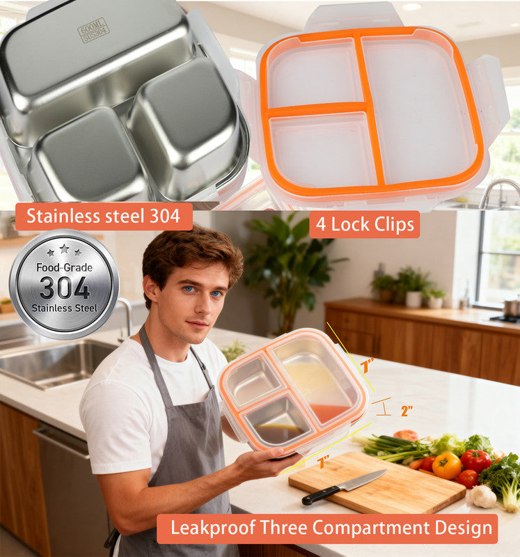Stainless Steel Snack Box Container with Ice Pack & Lunch Bag for Man & Women - Bento Lunch Box Kit for School,office,Work,Travel,Camping, Reusable...