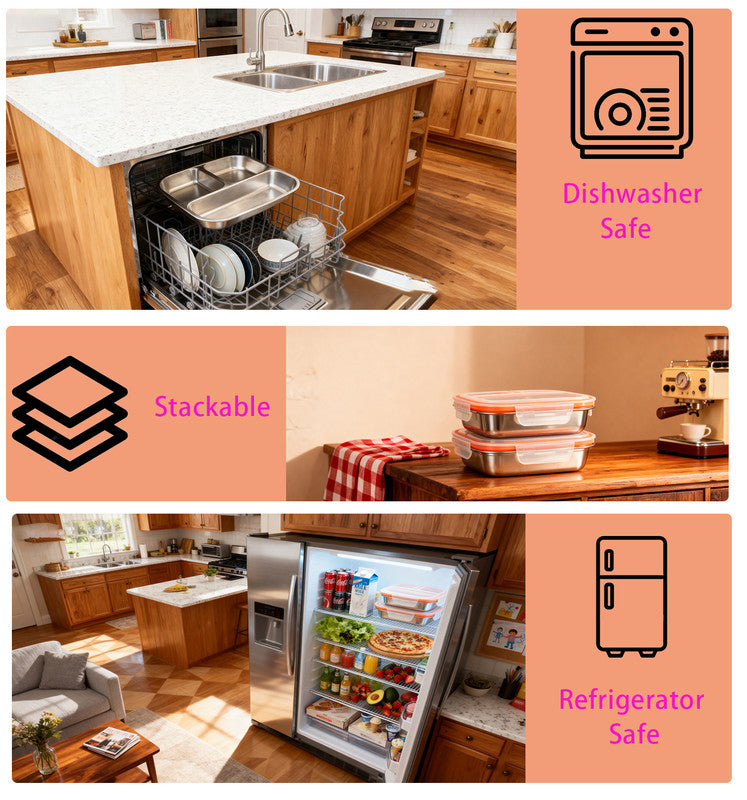 Stainless Steel Snack Box Container with Ice Pack & Lunch Bag for Man & Women - Bento Lunch Box Kit for School,office,Work,Travel,Camping, Reusable...