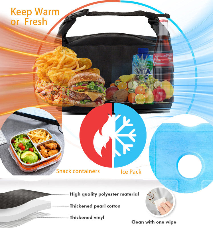 Stainless Steel Snack Box Container with Ice Pack & Lunch Bag for Man & Women - Bento Lunch Box Kit for School,office,Work,Travel,Camping, Reusable...