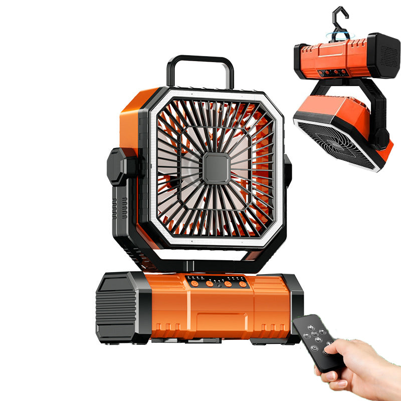 20000mAh Portable Camping Fan, Rechargeable Battery Operated Oscillating Camp Tent Fan W/Remote control, 4 Speeds, LED lights & 360° Rotation Hook