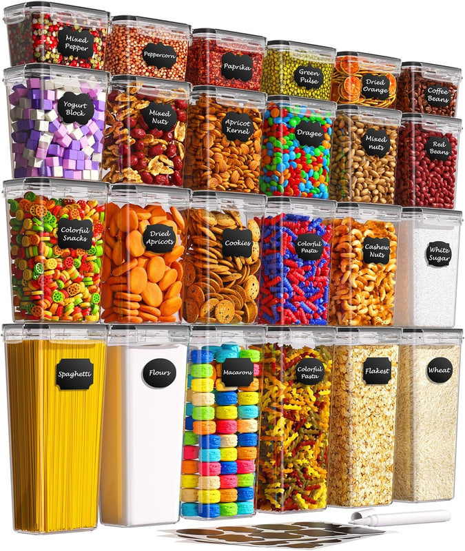 Airtight Food Storage Containers with Lids, 24 PCS Kitchen and Pantry Organization Canisters, BPA-Free, PVC-Free, Food-grade Plastic Leak-proof...