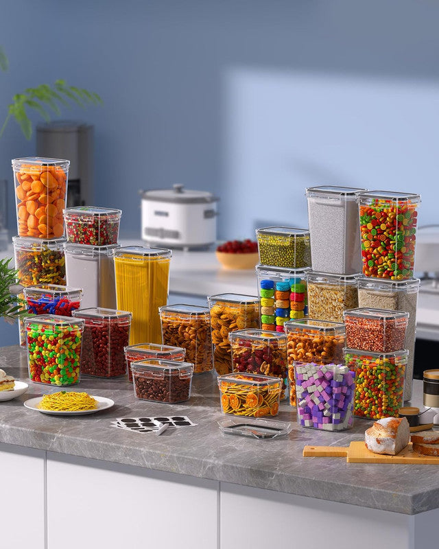 Airtight Food Storage Containers with Lids, 24 PCS Kitchen and Pantry Organization Canisters, BPA-Free, PVC-Free, Food-grade Plastic Leak-proof...
