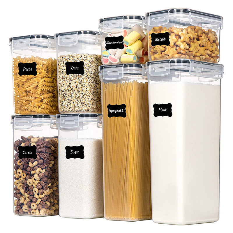 Airtight Food Storage Containers with Lids, 8 PCS Kitchen and Pantry Organization Canisters, BPA-Free, PVC-Free, Food-grade Plastic Leak-proof Jars...
