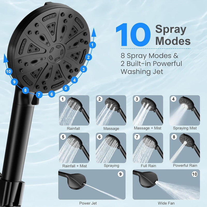 Filtered Shower Head with Handheld, High Pressure 8 Spray Showerhead with Filters & Upgraded Detachable Shower Head, Water Softener Filters Beads...