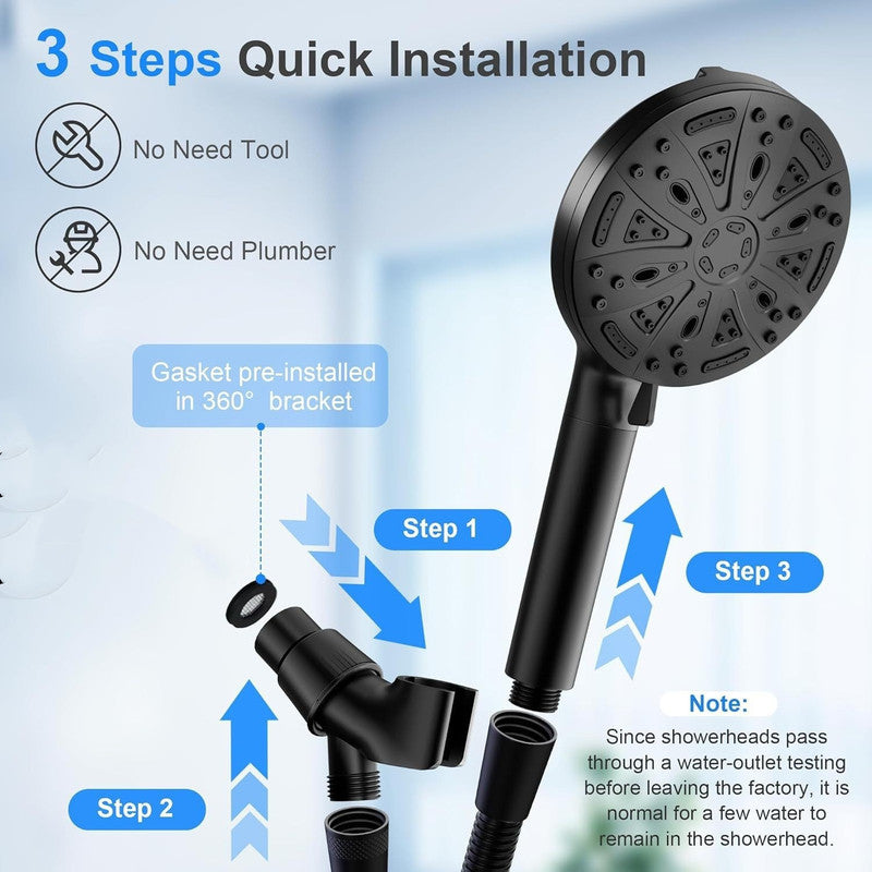 Filtered Shower Head with Handheld, High Pressure 8 Spray Showerhead with Filters & Upgraded Detachable Shower Head, Water Softener Filters Beads...