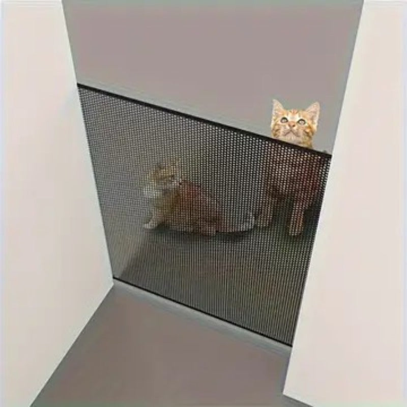 Expandable Pet Fence, made of PVC mesh material, easy to install, suitable for small dogs, cats, and various pets. No-drilling design effectively...