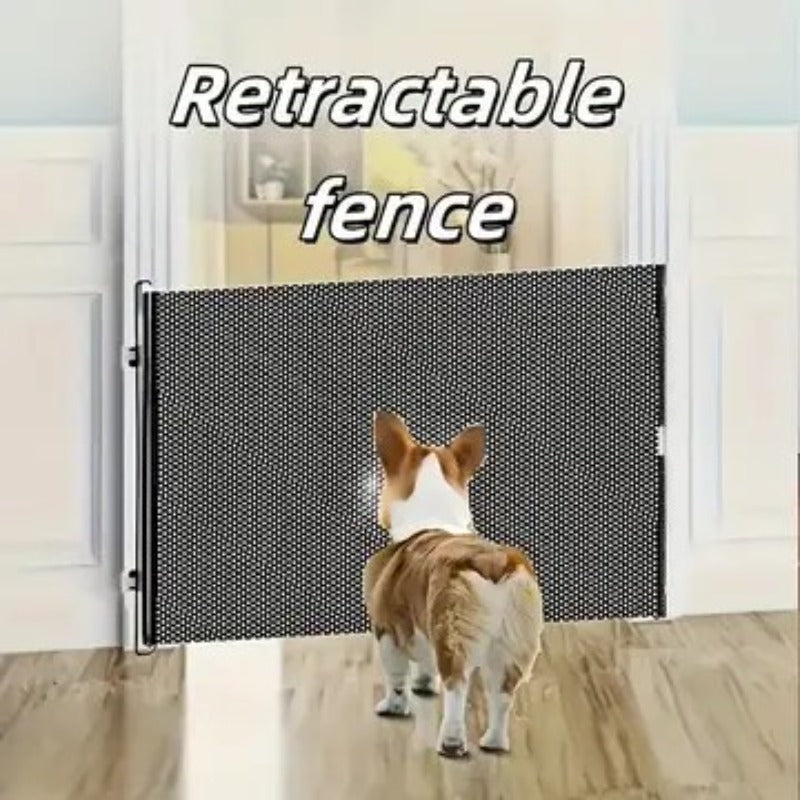 Expandable Pet Fence, made of PVC mesh material, easy to install, suitable for small dogs, cats, and various pets. No-drilling design effectively...