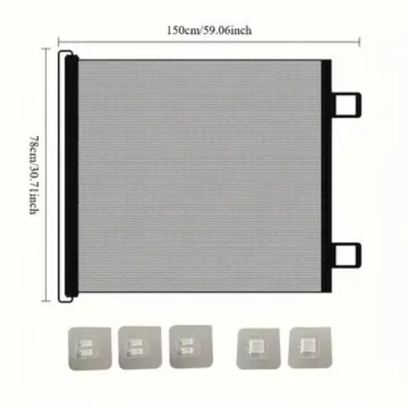 Expandable Pet Fence, made of PVC mesh material, easy to install, suitable for small dogs, cats, and various pets. No-drilling design effectively...