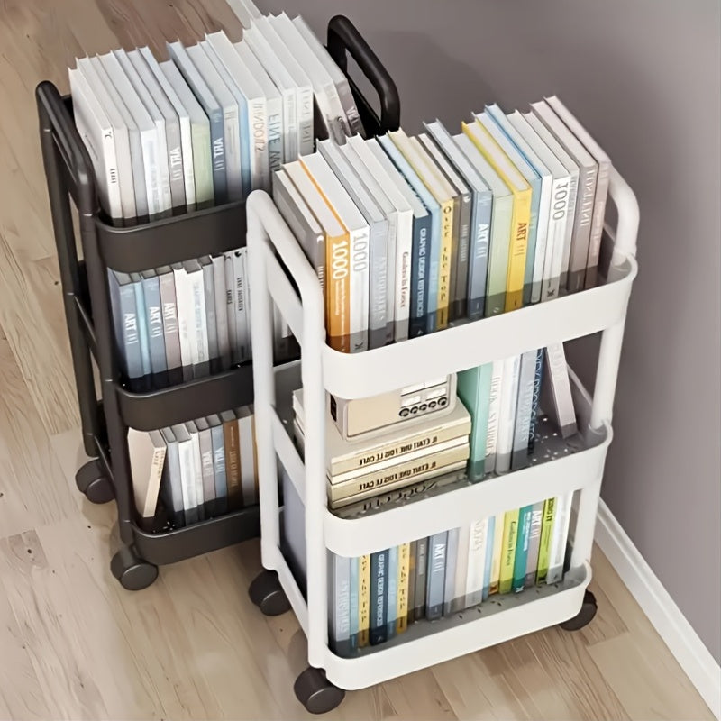 Five-Tier Rolling Cosmetics Storage Rack - Made of durable plastic, equipped with 360-degree swivel casters, strong load-bearing capacity -...