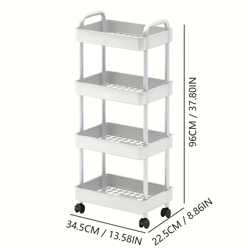 Five-Tier Rolling Cosmetics Storage Rack - Made of durable plastic, equipped with 360-degree swivel casters, strong load-bearing capacity -...