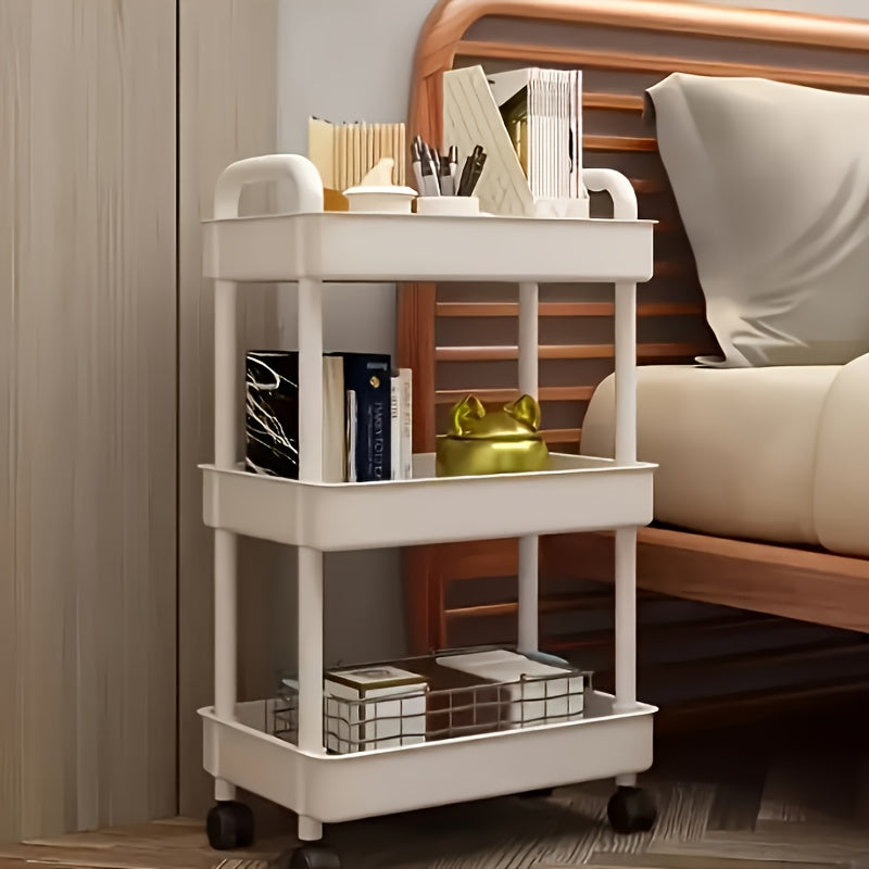 Five-Tier Rolling Cosmetics Storage Rack - Made of durable plastic, equipped with 360-degree swivel casters, strong load-bearing capacity -...