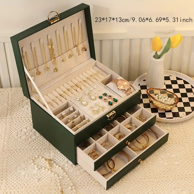 Black  High-end Jewelry Storage Box for Necklaces, Earrings, Ear Studs, Bracelets, Rings, Exquisite Accessories, Gold, and Jewelry – Large...