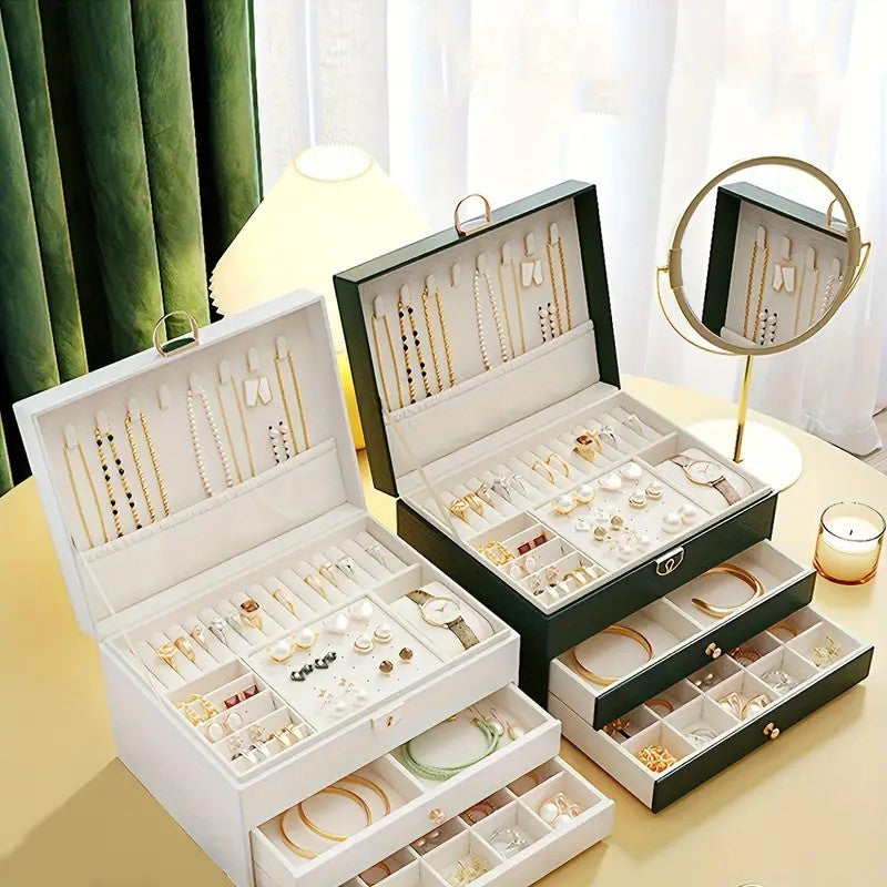 Black  High-end Jewelry Storage Box for Necklaces, Earrings, Ear Studs, Bracelets, Rings, Exquisite Accessories, Gold, and Jewelry – Large...