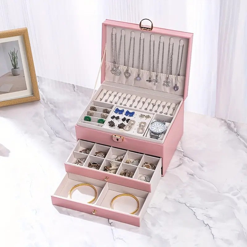 Green  High-end Jewelry Storage Box for Necklaces, Earrings, Ear Studs, Bracelets, Rings, Exquisite Accessories, Gold, and Jewelry – Large...
