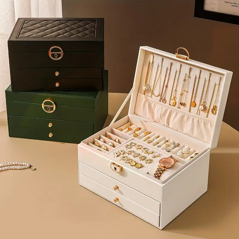 Green  High-end Jewelry Storage Box for Necklaces, Earrings, Ear Studs, Bracelets, Rings, Exquisite Accessories, Gold, and Jewelry – Large...