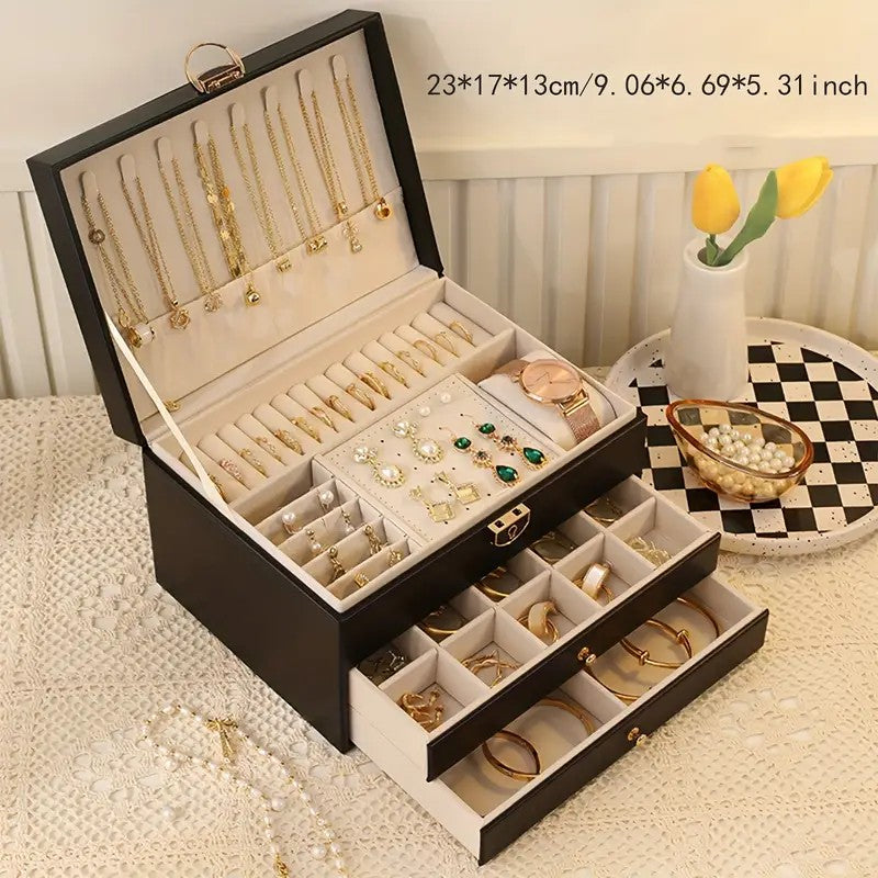 White High-end Jewelry Storage Box for Necklaces, Earrings, Ear Studs, Bracelets, Rings, Exquisite Accessories, Gold, and Jewelry – Large Capacity,...
