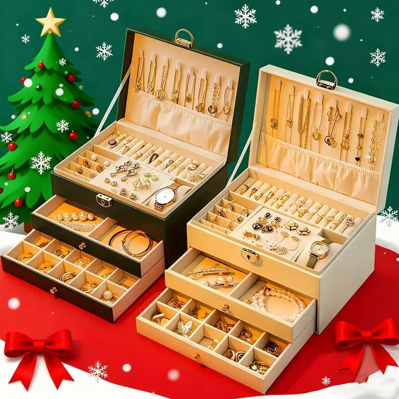 Pink High-end Jewelry Storage Box for Necklaces, Earrings, Ear Studs, Bracelets, Rings, Exquisite Accessories, Gold, and Jewelry – Large Capacity,...