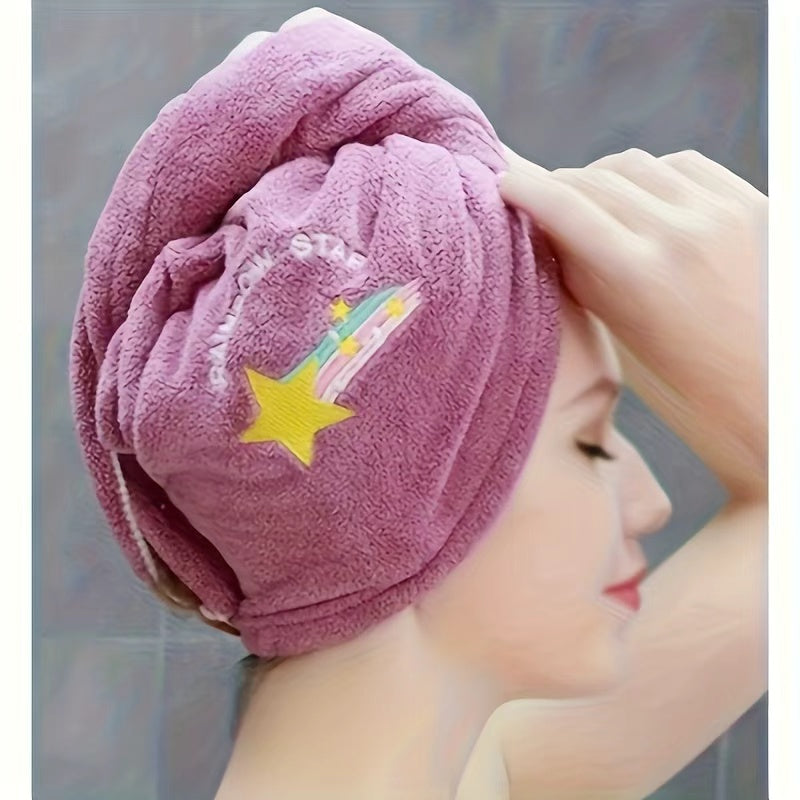 Ladies' Soft Quick-Dry Shower Cap Towel - Delicate Embroidery, Essential for a Refreshing Bath（light blue）