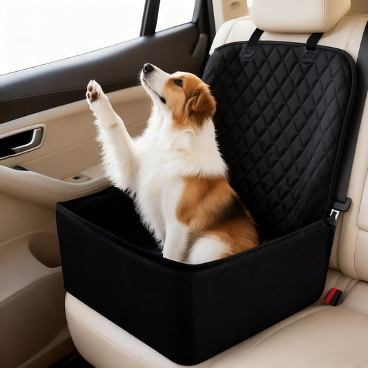 Dog Car Seat - Travel Carrier with Adjustable Straps for Small to Medium Dogs