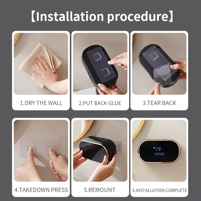 Upgraded Infrared Sensing, Extra-Large Battery for Extended Usage, Three-Level Foam Volume Adjustment, Ultra-Fine Foam Hand Soap Dispenser（black）