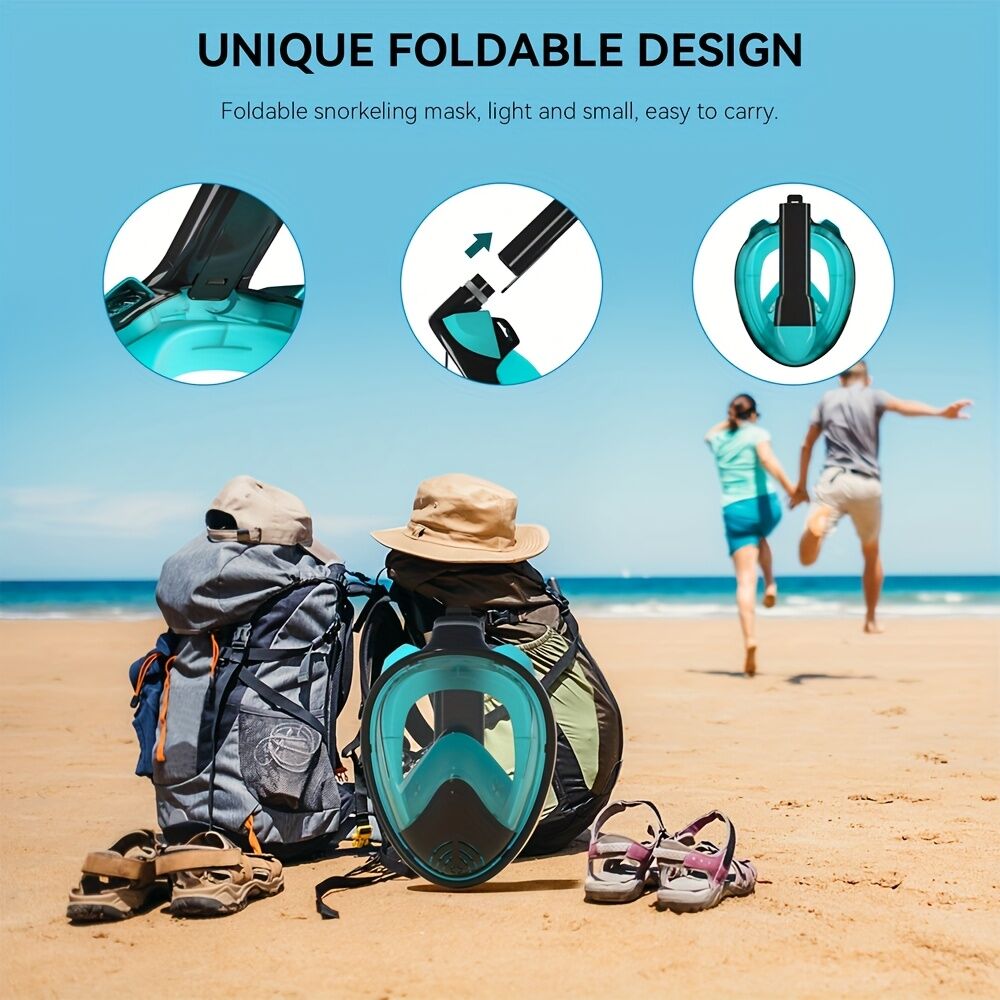 L/XL full-face silicone snorkeling mask, full-dry panoramic snorkeling mirror, camera bracket, large frame anti-leakage and anti-fog swimming...