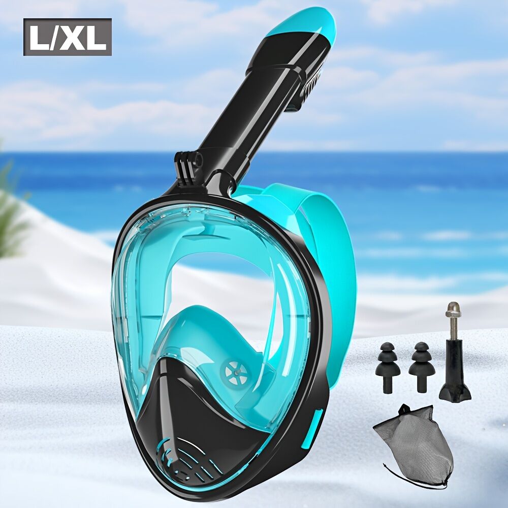 S/M  Full-face silicone snorkeling mask, full-dry panoramic snorkeling mirror, camera bracket, large frame anti-leakage and anti-fog swimming...