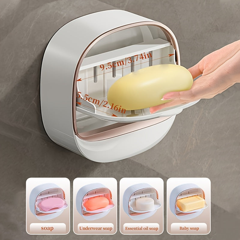 No-Drill High-End Drain Household Soap Holder, Waterproof ABS Soap Dish Organizer, Suitable for Bathrooms and Shower Rooms, Bathroom Accessory,...