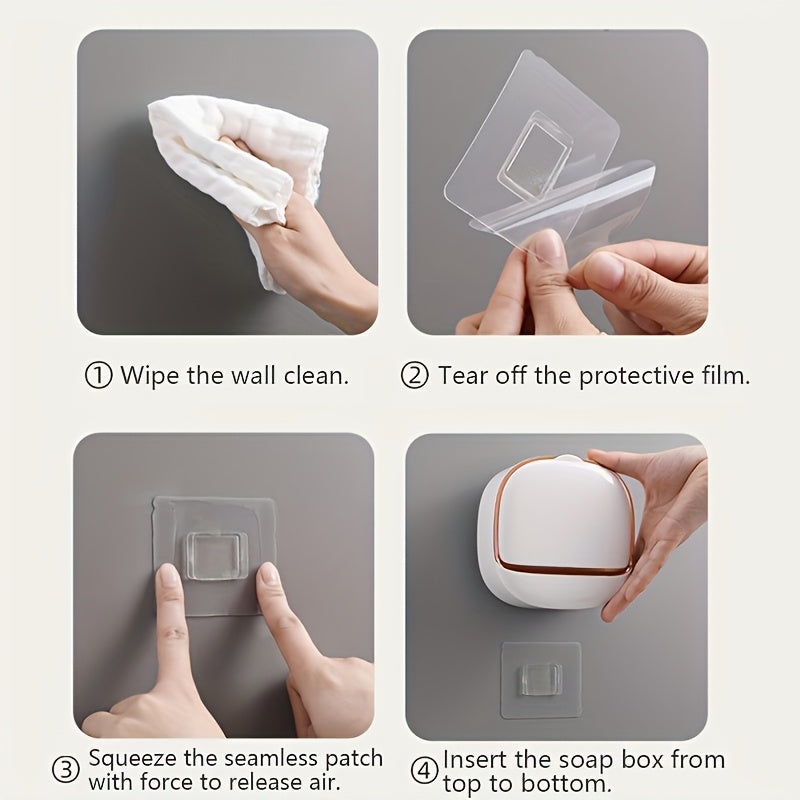 No-Drill High-End Drain Household Soap Holder, Waterproof ABS Soap Dish Organizer, Suitable for Bathrooms and Shower Rooms, Bathroom Accessory,...