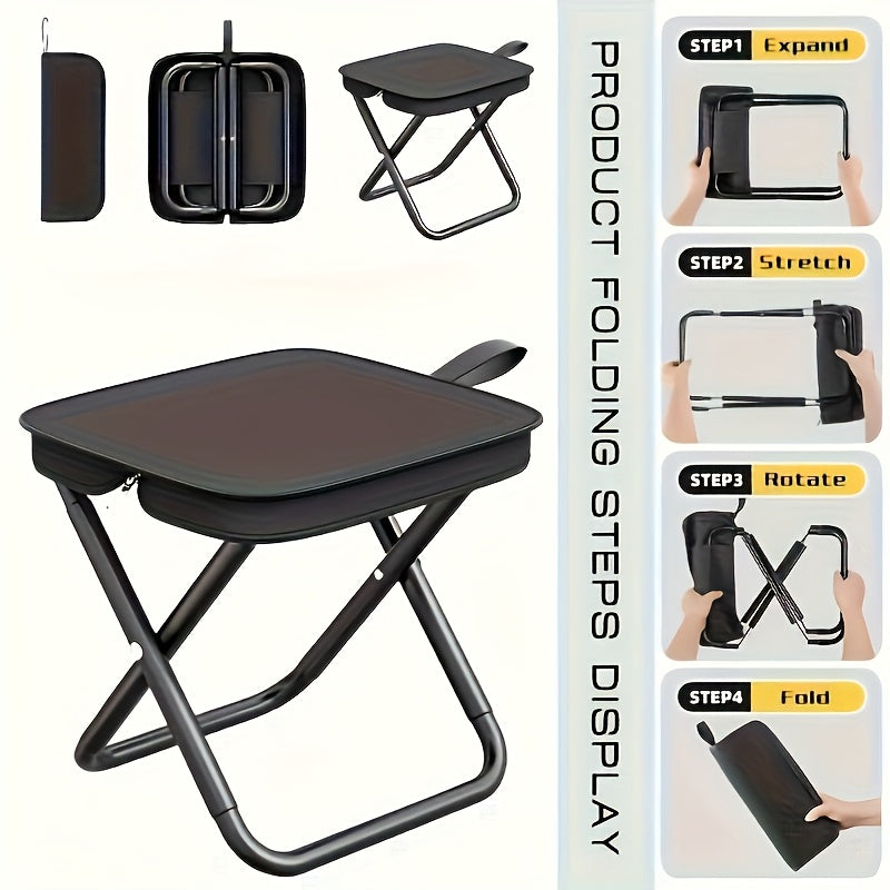 Quick-Open Folding Camping Stool - 150KG Load, Portable & Packable for Travel
