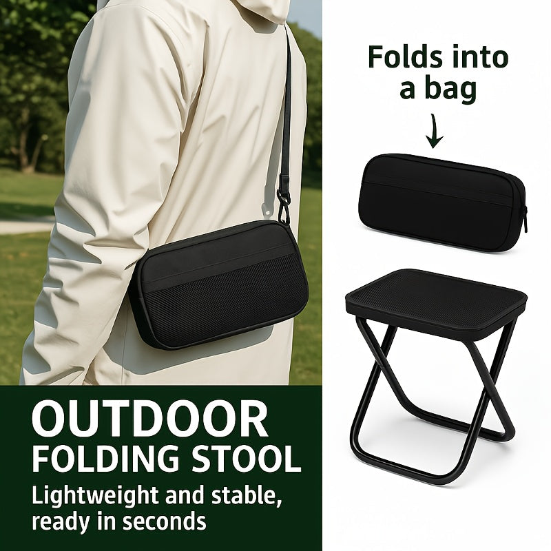 Quick-Open Folding Camping Stool - 150KG Load, Portable & Packable for Travel