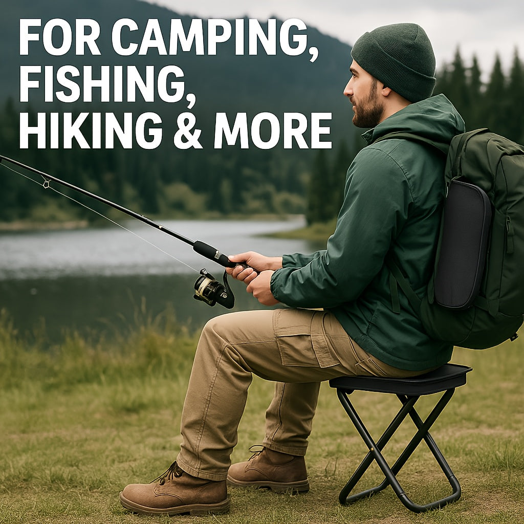 Quick-Open Folding Camping Stool - 150KG Load, Portable & Packable for Travel