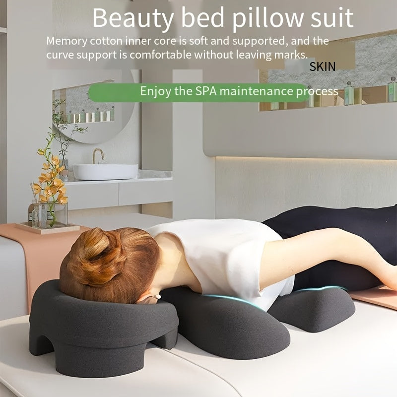 Comfort Zoning, No Fatigue—Ergonomic Beauty Bed Pillow Set（light gray）