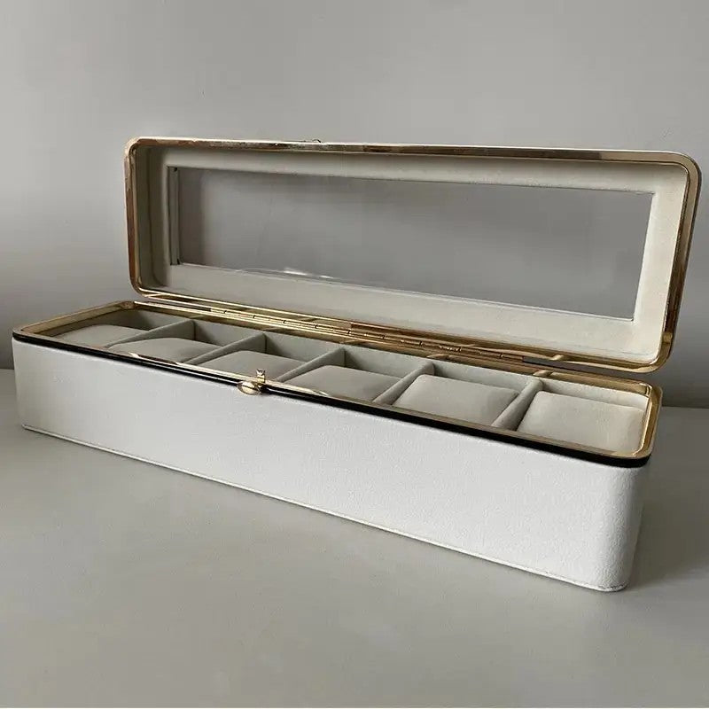 Luxury transparent-lid watch box with 6 fabric-lined compartments, portable and shockproof design, suitable for both men and women. Ideal for home,...