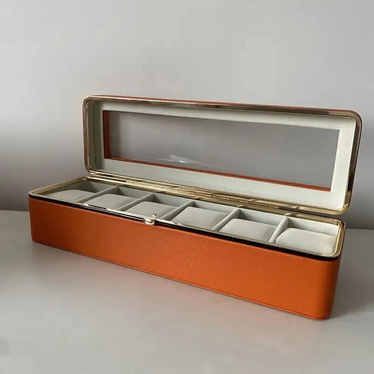 Luxury transparent-lid watch box with 6 fabric-lined compartments, portable and shockproof design, suitable for both men and women. Ideal for home,...