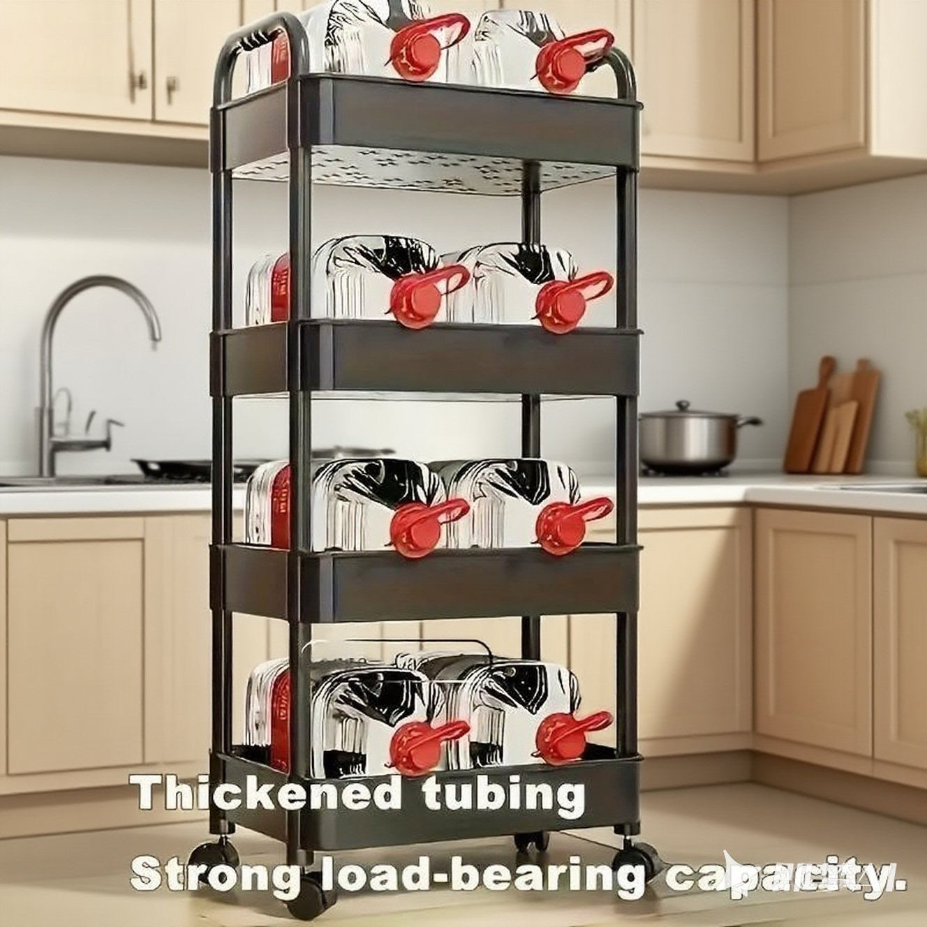 Five-Tier Rolling Cosmetics Storage Rack - Made of durable plastic, equipped with 360-degree swivel casters, strong load-bearing capacity -...