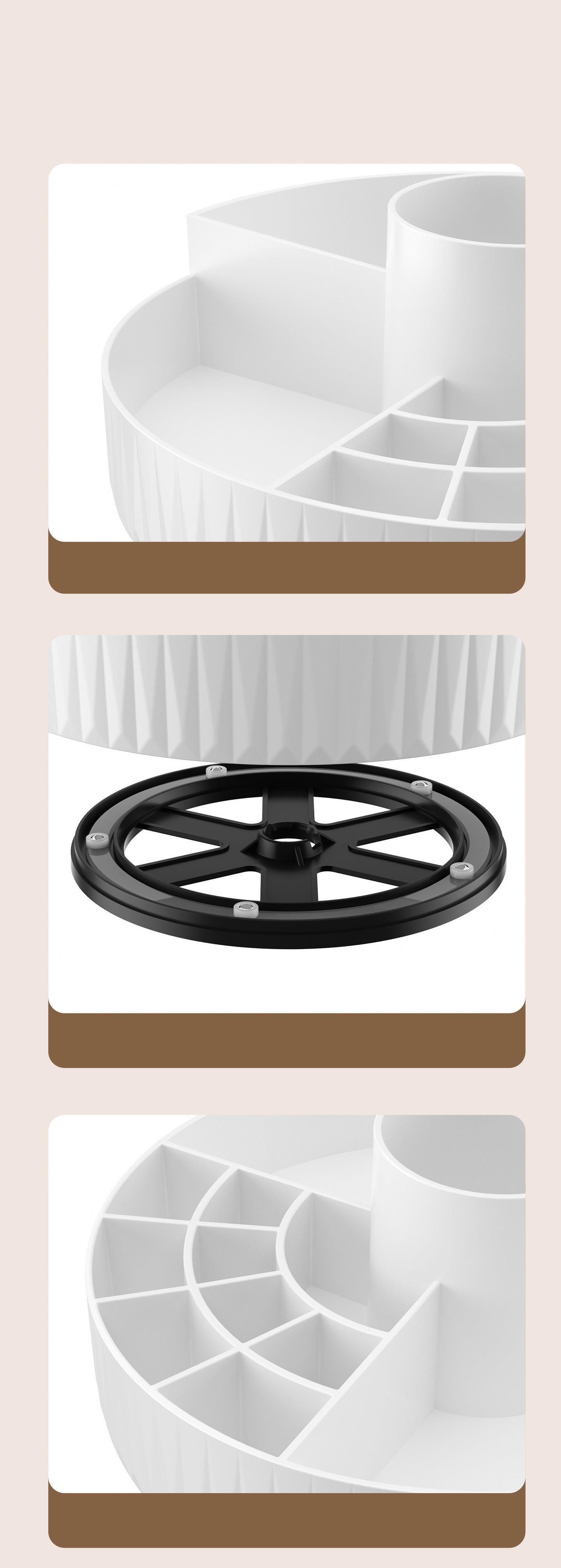 Rotatable Luxury Cosmetic Organizer Desk Large Capacity Skincare Storage Shelf Vanity Tidy Tray Cosmetic Storage Box（cream color）