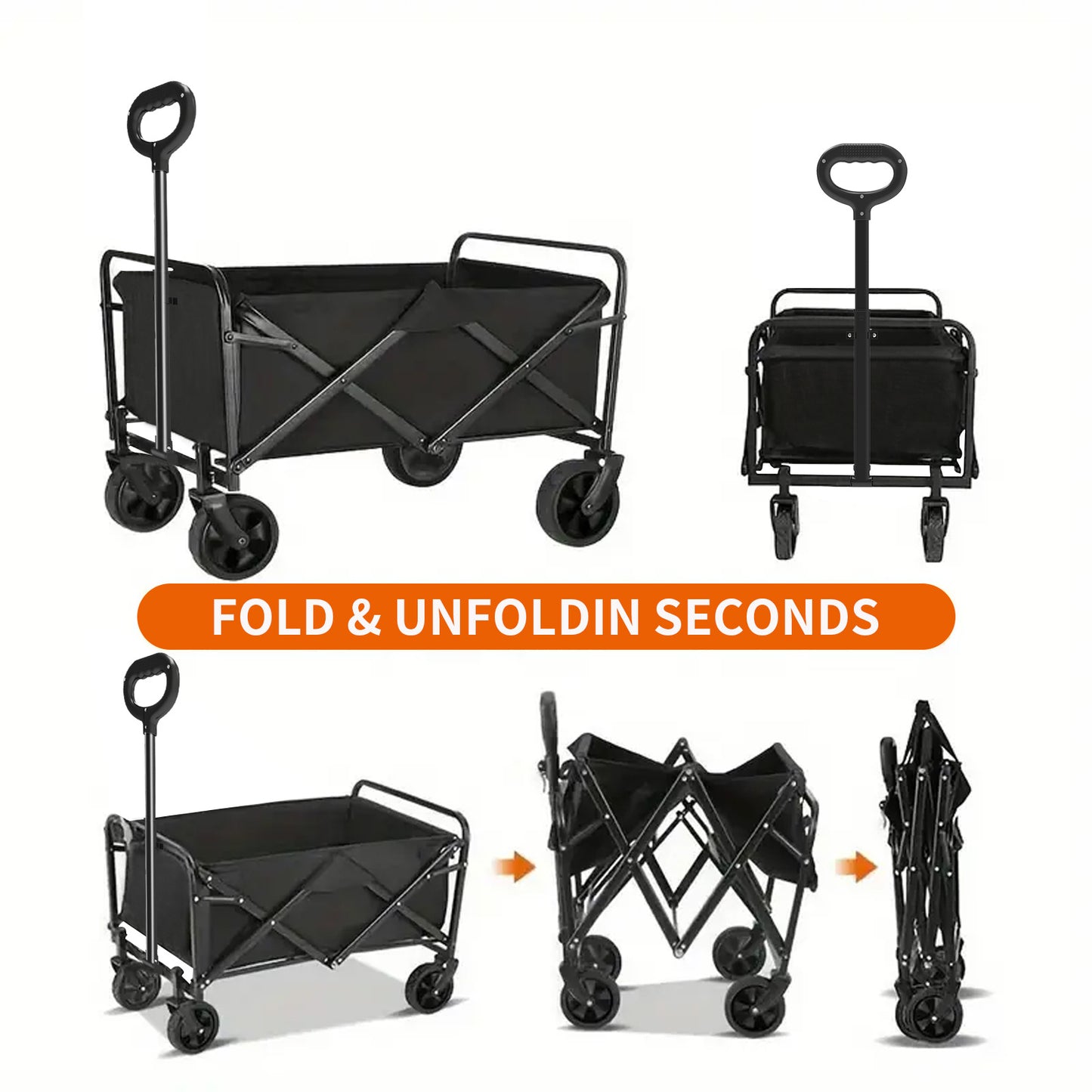 Foldable Shopping Cart, made of 600D waterproof Oxford fabric, equipped with all-terrain silent wheels. Suitable for...