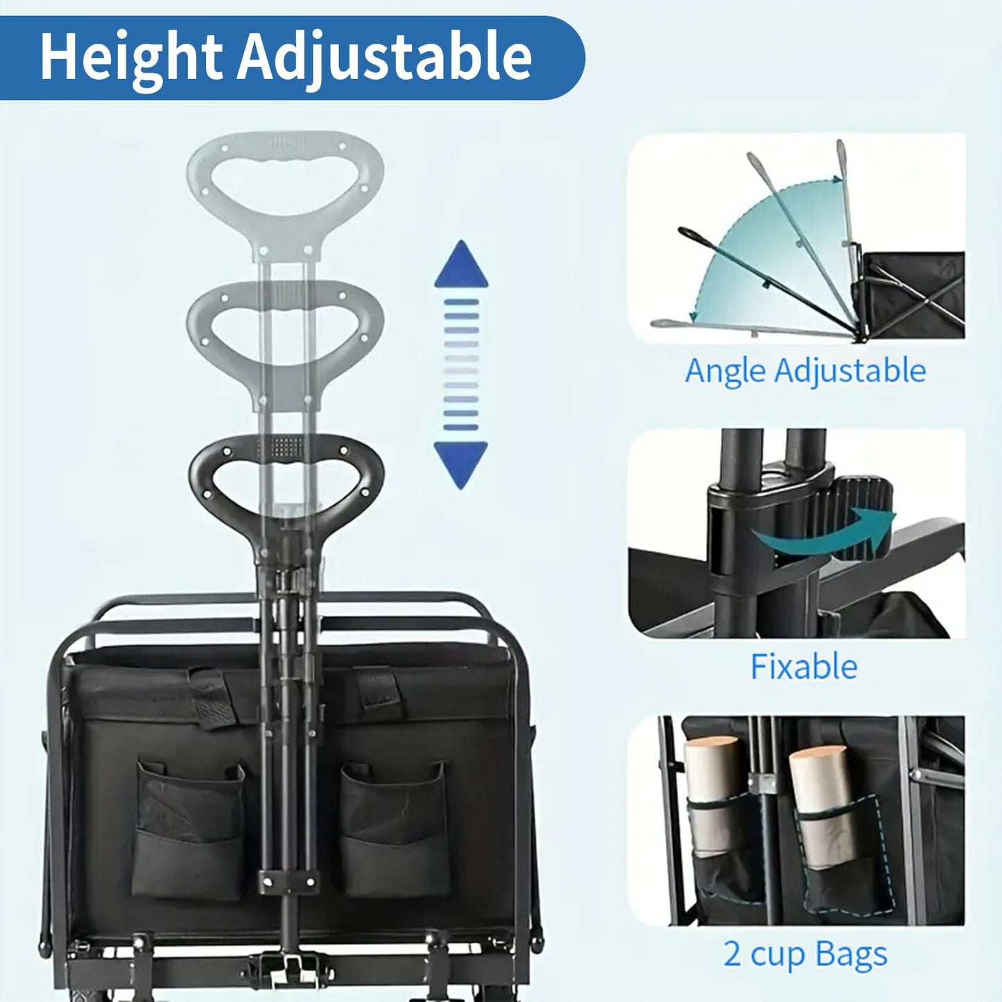 Foldable Shopping Cart, made of 600D waterproof Oxford fabric, equipped with all-terrain silent wheels. Suitable for...
